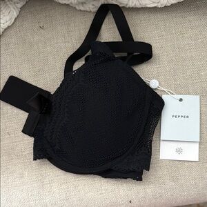 Pepper Black Lace Bralette with Adjustable Straps